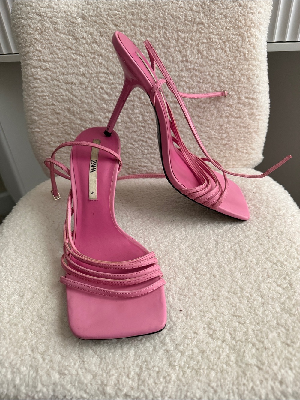 ZARA Hot Pink Strappy Stiletto Sandals